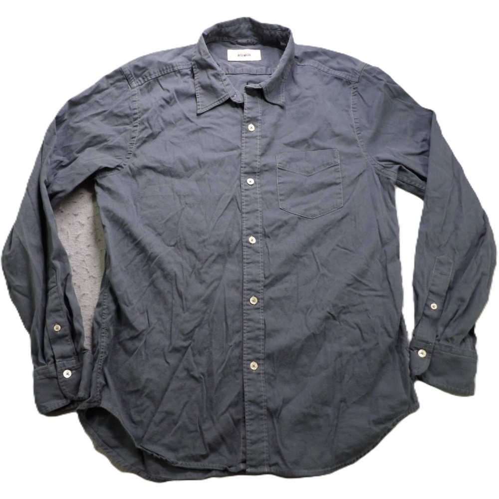 Buck Mason Draped Twill Shirt Men Large L Charcoal Gray Cotton Rayon Button Down